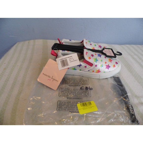Nanette Lepore Girls Silver & Multicolor Star Sneakers Size Little Kid 11 - Picture 2 of 5